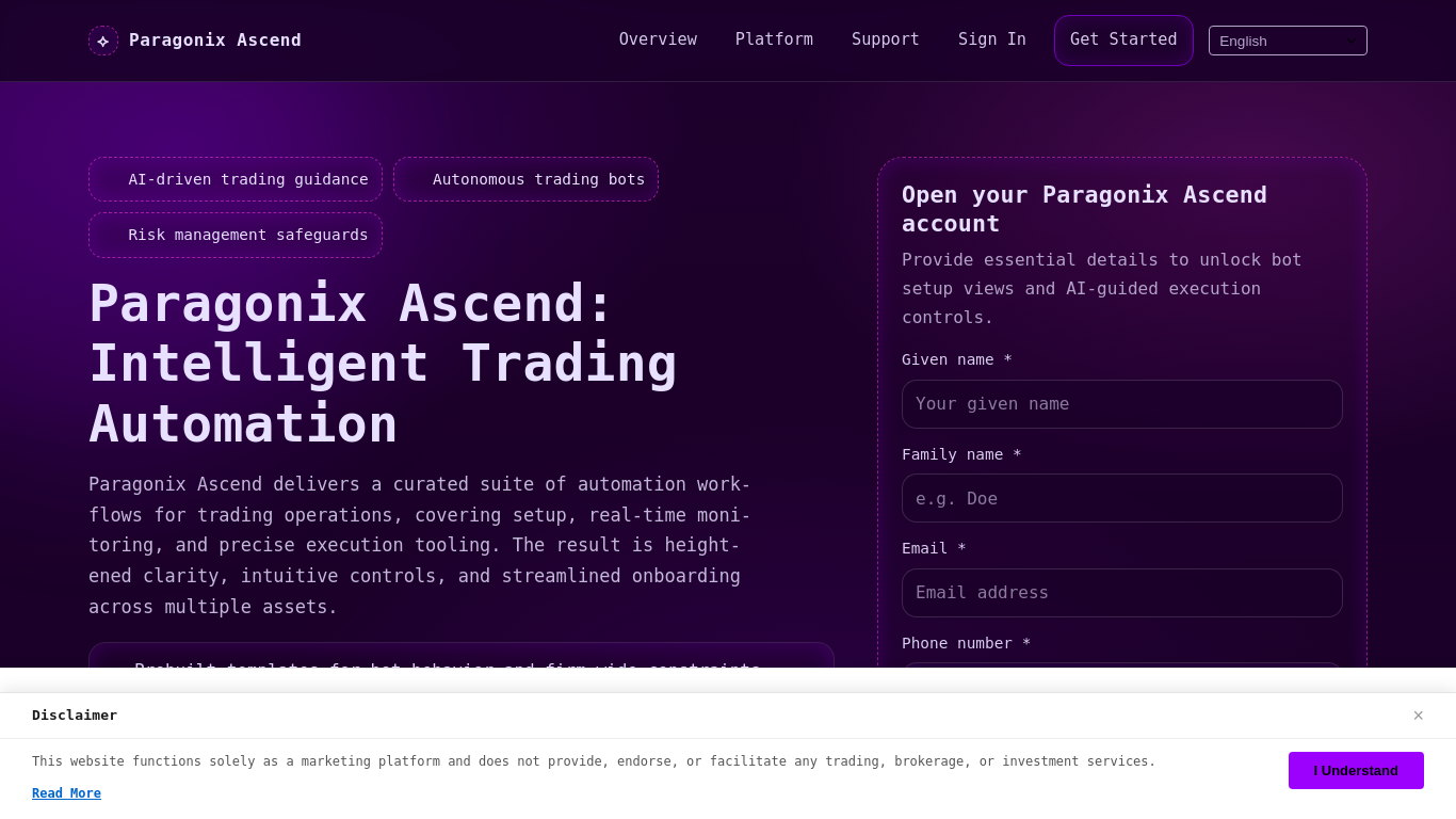 Archived capture of paragonix-earn-tech.com, a website assessed as fraudulent.